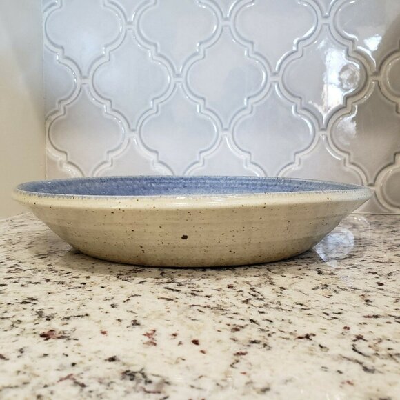 Vintage Milligan RP Pottery Stoneware Serving Chip and Dip Bowl Set Blue Speckle - Picture 4 of 12